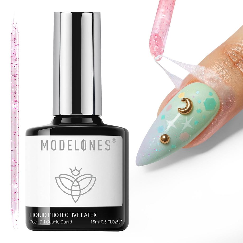 Modelones Liquid Latex กันเลอะ 15ml พร้อมแท่งทา ป้องกันเล็บและหนังกำพร้า ทาเล็บง่าย ติดแน่นไม่เลอะ
