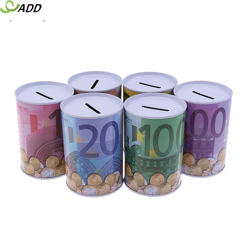 ADD Euro Dollar Money Box ปลอดภัยกระบอก Piggy Bank Bank สําหรับเหรียญกล่องฝาก AB