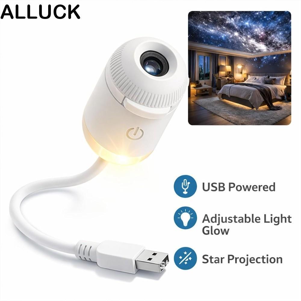 ALLUCK โคมไฟดาว Sky Projector การหมุน 360° โปรเจคเตอร์เปลี่ยนลายท้องฟ้าได้ ชาร์จ USB ไฟตกแต่งห้องนอน โคมไฟโปรเจคเตอร์