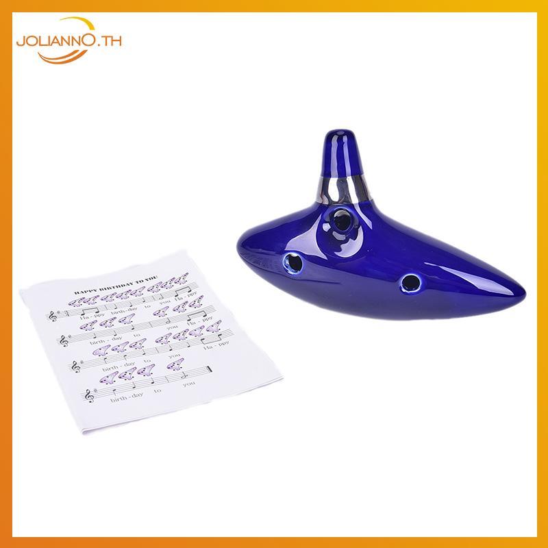 Joliann0 12 หลุม Ocarina เซรามิค Alto C ของ Ocarina ขลุ่ย Blue Ocarina เครื่องดนตรี
 ไทย