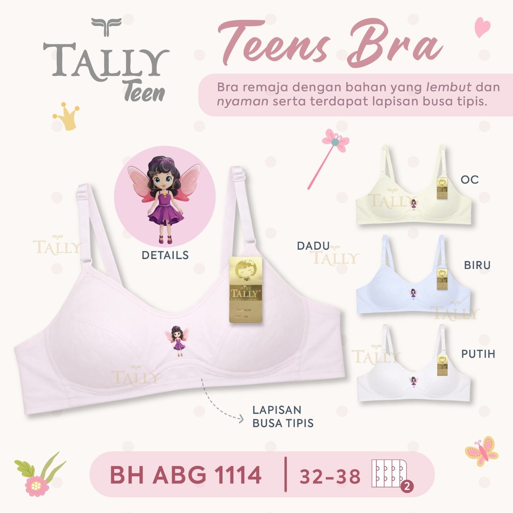 KATUN TALLY BRA BH ABG 1114 I COTTON MATERIAL I ขนาด 32 - 38 I CUP AI ทินเนอร์โฟม I ไร้สาย I HOOK 2