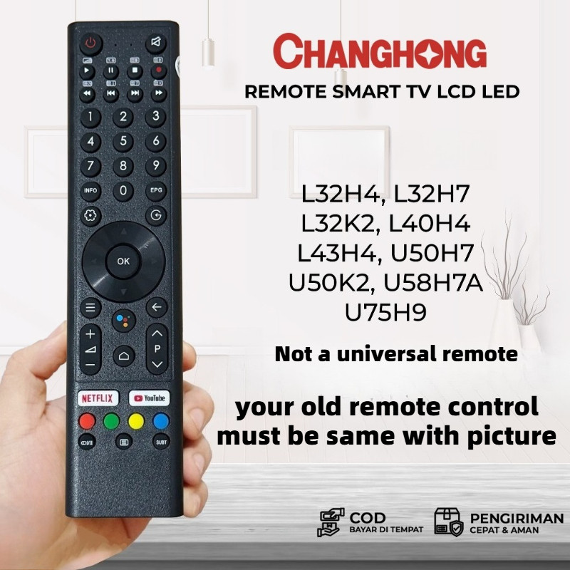 Changhong รีโมททีวี SHP-801 L32H4 L32H7 L32K2 L40H4 L43H4 U50H7 U50K2 U58H7A U75H9 เสียงไม่