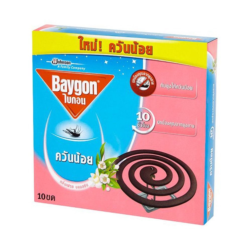 [สินค้าส่งด่วน] ไบกอนยาจุดกันยุงควันน้อย เฟรชบลอสซัม10ขด BAYGON LOW SMOKE BLOSSOM 10 PCS