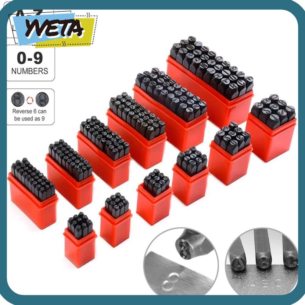 YVETA Letter & Number Stamp Punch, เหล็กพร้อมพลาสติก Digital Letter Stamp, Punch Tools 3-12.5 mm Lea