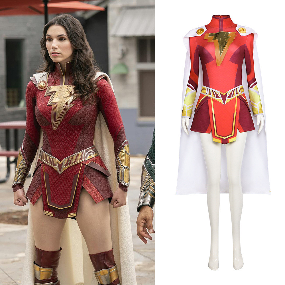 Thunder Shazam 2 Wrath of the Gods คอสเพลย์เครื่องแต่งกาย Shazam Supergirl ชุดจั๊มสูทคอสเพลย์