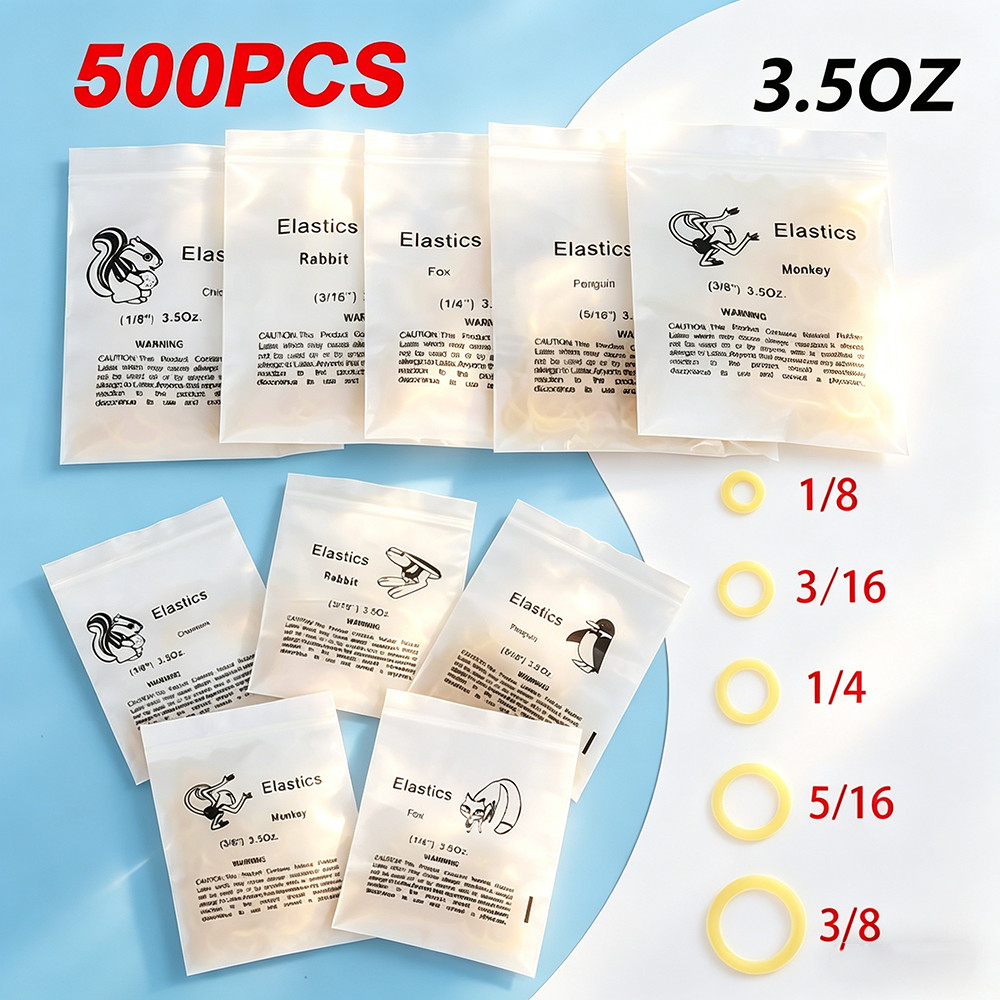 500pcs Dental Elastic Rubber Band Ortho Elastic Bands / ยางรัดฟัน 5 ขนาด 3.5 ออนซ์ สําหรับทันตกรรม 500 ชิ้น