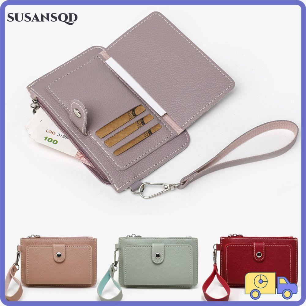 กระเป๋าใส่เหรียญ SUSANSQD, กระเป๋ามินิการ์ดหนัง PU, กระเป๋าใส่บัตรมือถือบางเฉียบมัลติฟังก์ชั่นผู้หญิง