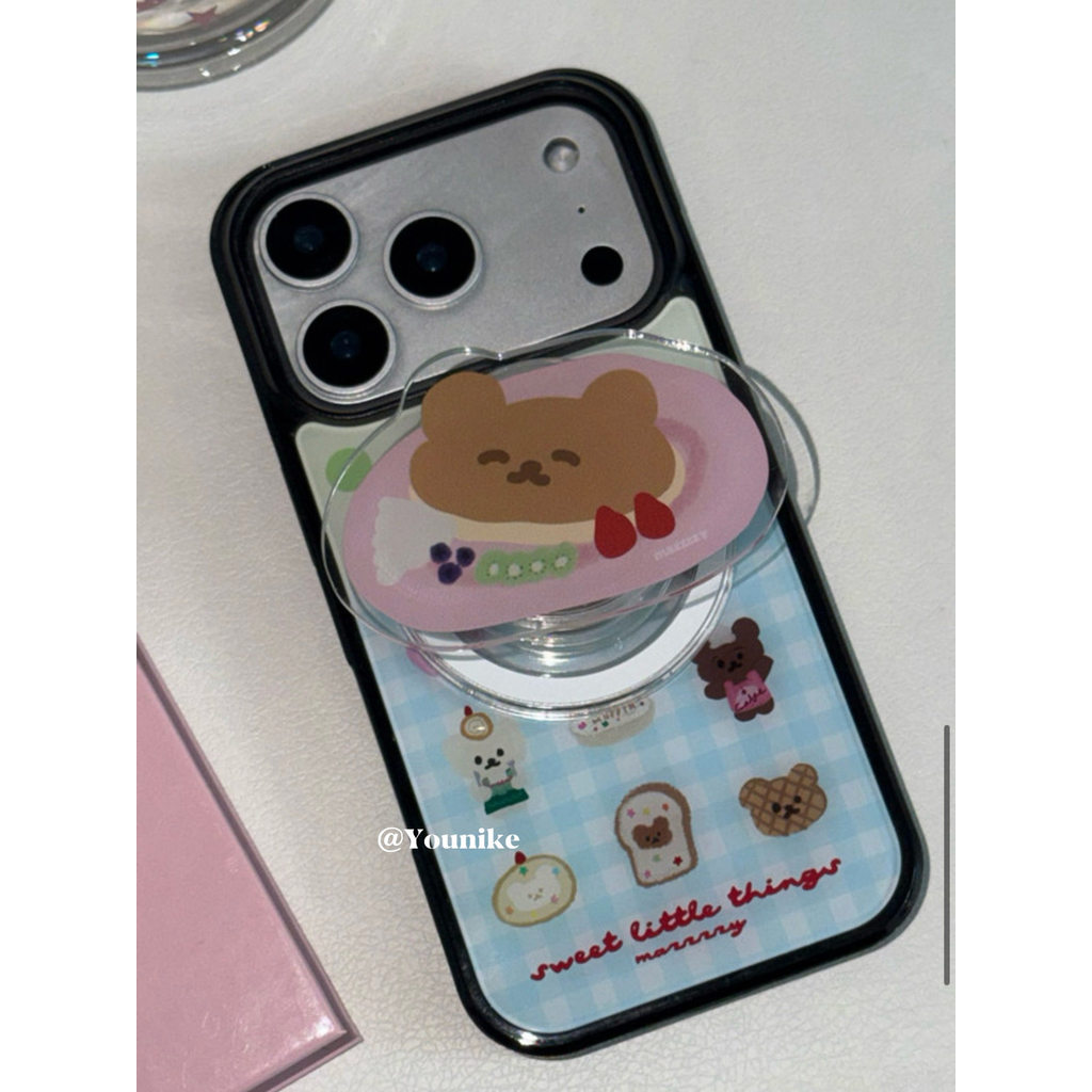 สไตล์เกาหลี ins สดน่ารักลายสก๊อตเค้กหมีเหมาะสําหรับ iphone17pro/17promax เคสป้องกัน Apple 16 เคสโทรศัพท์ 16promax เคสป้องกัน 15/13/14 กรณี 11/12/12promax/17air