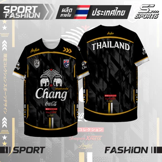 เสื้อกีฬาผ้าพิมพ์ลายสปอนเซอร์ ช้าง-01-ดำ ผ้าไมโครโพลีเอสเตอร์ แห้งเร็ว ใส่สบาย ไซส์ S-4XL