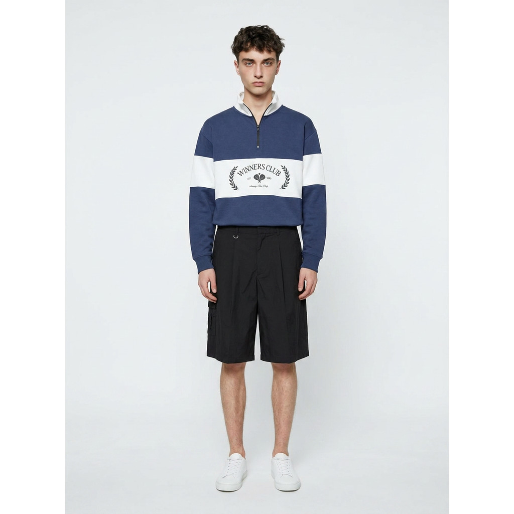 LARUSSO Winner Club - เสื้อสเวตเตอร์คอกลมแขนยาว - สีขาว Vintage Indigo