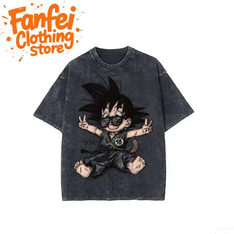 COD จัดส่งตลอด 24 ชั่วโมง Fanfei  เสื้อยืดแขนสั้นลำลองแฟชั่นทันสมัยลายการ์ตูนพิมพ์ลาย