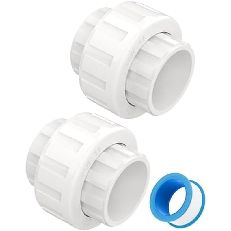4 ชิ้น 3/4" PVC Union ข้อต่อท่อ, ขั้วต่อ PVC ข้อต่อสลิป, ขั้วต่อ (ซ็อกเก็ต x ซ็อกเก็ต), โอริง EPDM ใ