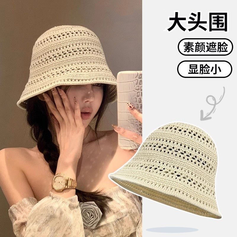หมวกถักลายดอกไม้น่ารักฉลุลายสไตล์เกาหลี