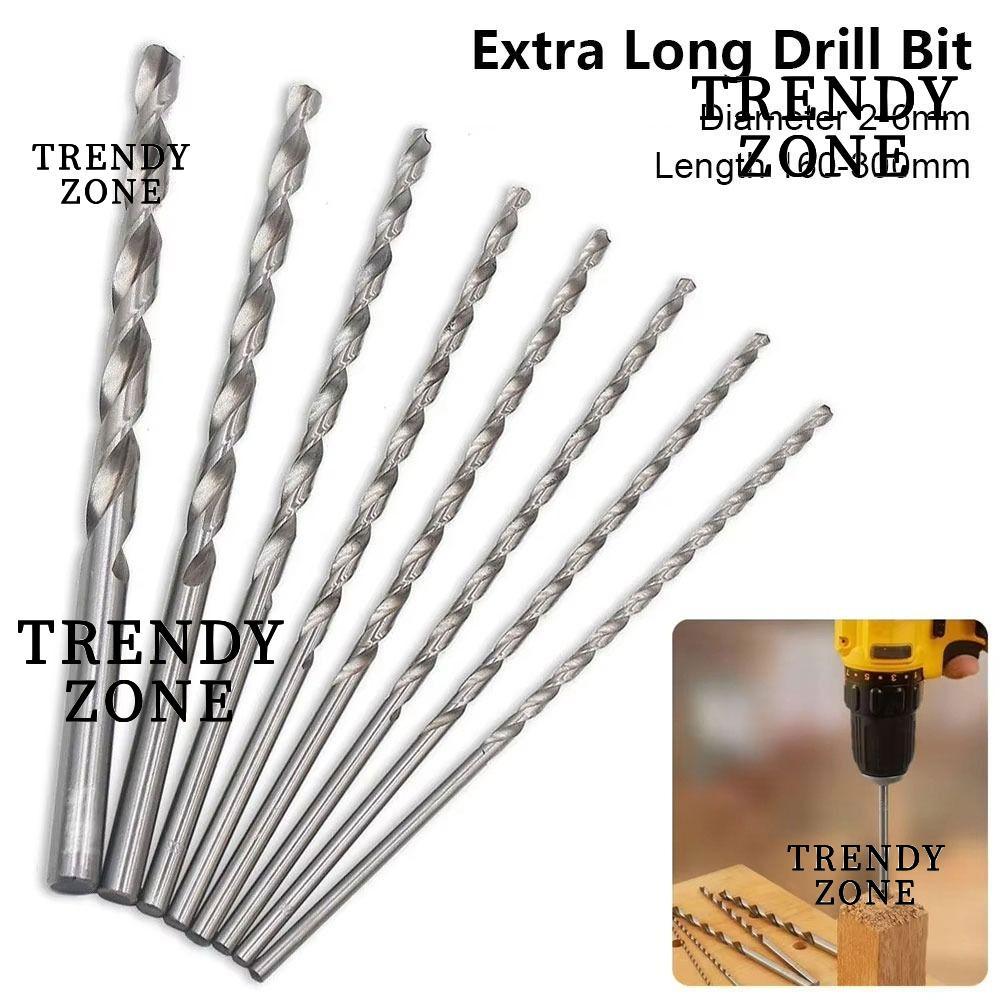 TRENDYZONE ดอกสว่านยาวพิเศษ 1 ชิ้น, เส้นผ่านศูนย์กลาง 2-6 มม.เครื่องมือเจาะก้านตรง, ทนทาน HSS เหล็กความยาว 160-300 มม. เครื่องมือสําหรับไม้อลูมิเนียมพลาส