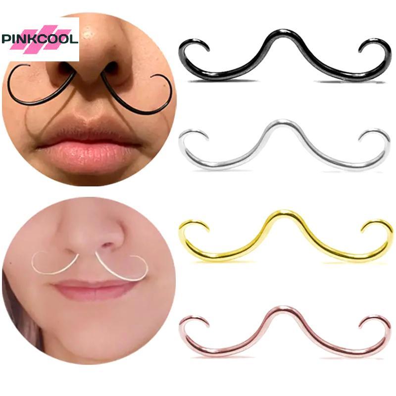 PINKCOOL Creative Septum หนวดแหวนจมูกสําหรับผู้หญิงผู้ชายแฟชั่นแหวนจมูกสแตนเลส Hoops Septum เจาะเครื