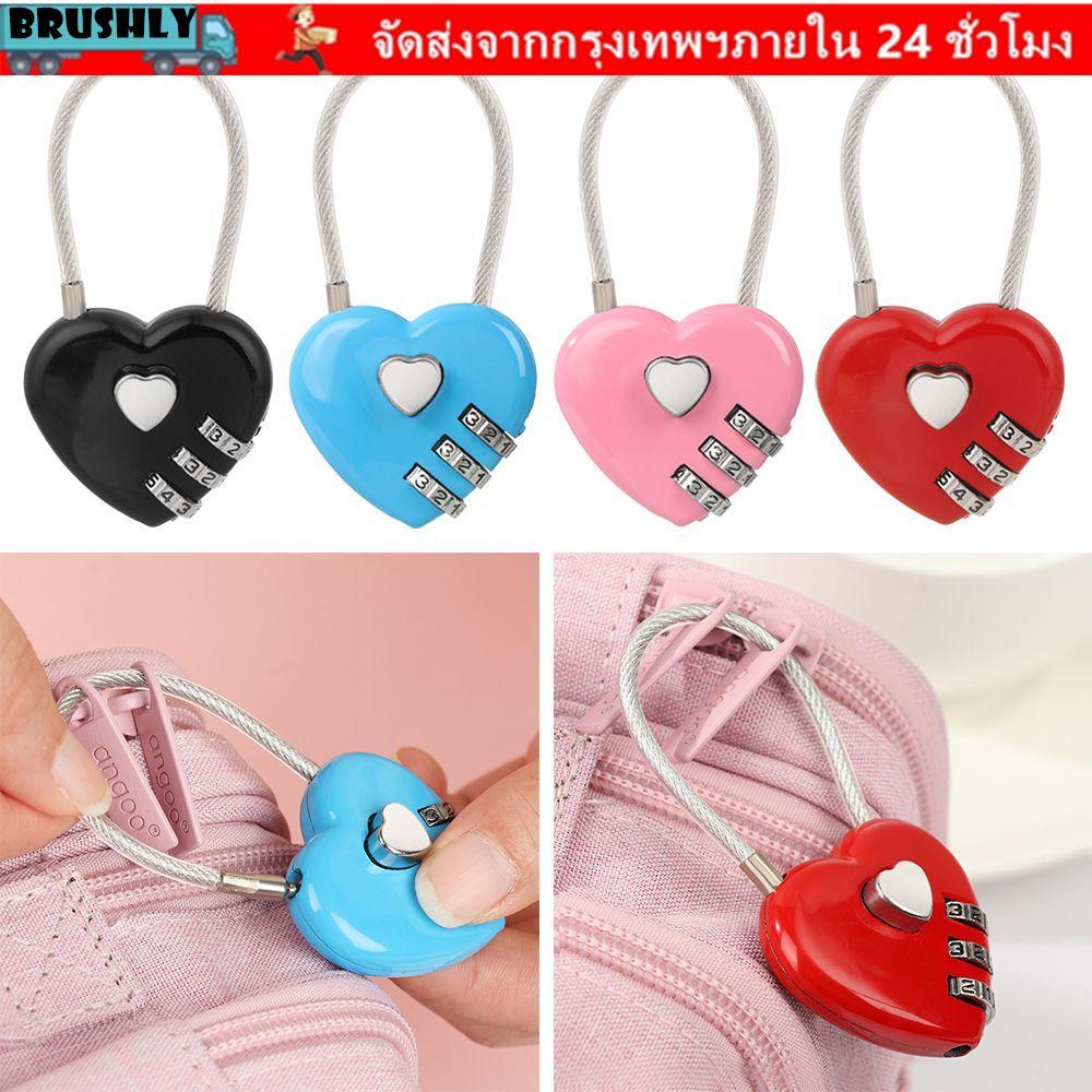 แปรง 1ชิ้นกุญแจล็อกเกอร์ซัพพลายโลหะผสมสังกะสีกระเป๋าเดินทางรหัสวันวาเลนไทน์กระเป๋าเดินทาง3หลักรหัสผ่าน