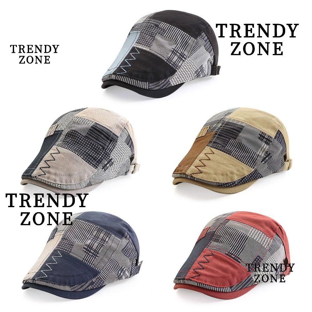 TRENDYZONE Gentlemen Flat Cap, French Vintage Beret Hat, Fashion Classic England หมวกคาวบอยแบบปรับได