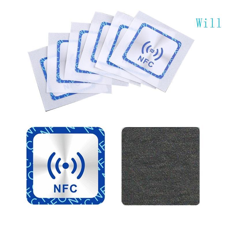 จะ 6PCS NFC Ntag213 แท็ก 25 มม.30 มม.ป้องกันโลหะ Ntag213 แท็กสติกเกอร์สําหรับโทรศัพท์มือถือส่วนใหญ่ค