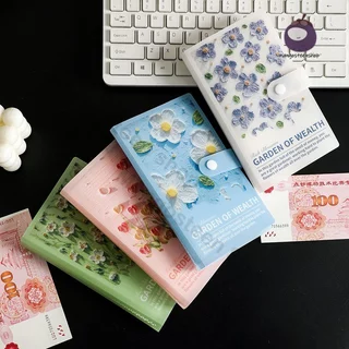สมุดออมเงิน 100ซอง แบบกันน้ำ Mini Binder ช่องใส่เงินครบ พกพาสะดวก ลายดอกไม้ ใช้งานซ้ำได้ จัดเก็บเป็นระเบียบ