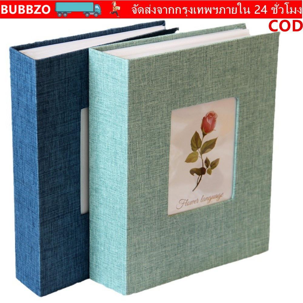 BUBBZO อัลบั้มสมุดภาพขนาดใหญ่, อัลบั้มภาพปกผ้าลินินเขียนได้ DIY, มัลติฟังก์ชั่น 4x6 รูปถ่าย 200 กระเป๋า อัลบั้มภาพสลิปอินเด็กการเจริญเติบโต
