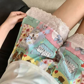 PILLOW TALK กางเกงนอนผู้หญิง กางเกงนอนลายการ์ตูน กางเกงนอนนุ่มใส่สบาย 🍒 ขอบลูกไม้ สวมใส่ได้ทุกวัน มีของพร้อมส่ง W259