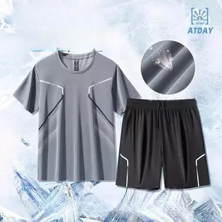 M-5XL ชุดกีฬาแขนสั้น + กางเกงขาสั้น แห้งเร็ว ใช้ได้ทั้งชายและหญิง มีหลายขนาดให้เลือก