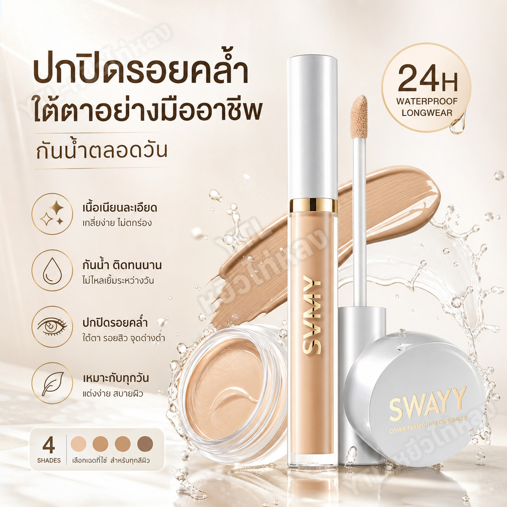 YTL คอนซีลเลอร์ SVMY เนื้อแมตต์ กันน้ํา ปกปิดรอยคล้ำใต้ตา สําหรับแต่งหน้า เนื้อครีม