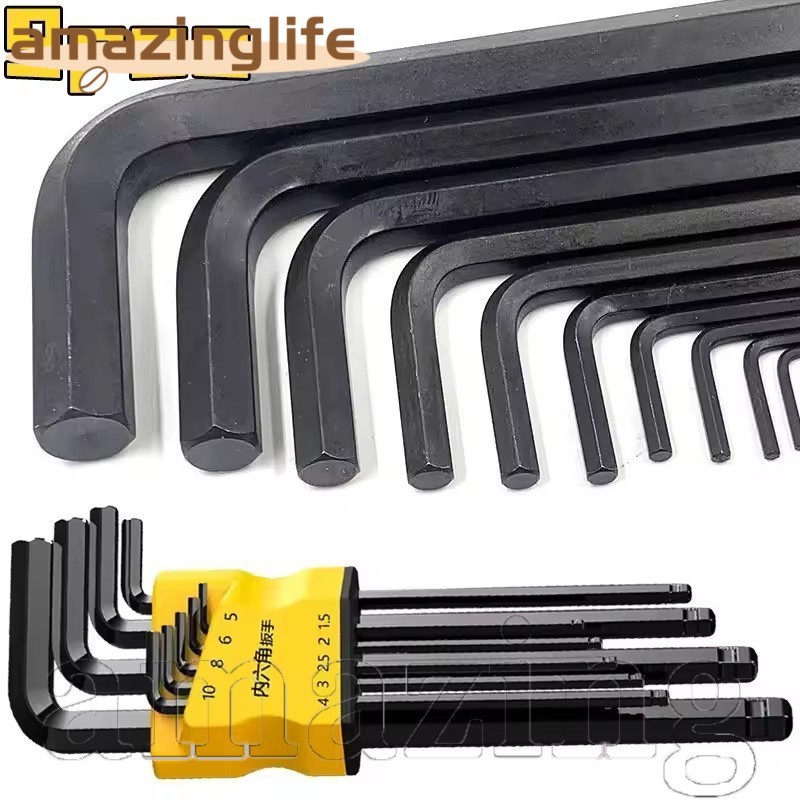 [Cozy Place] ชุดประแจปลายบอลรูปตัว L 9 ชิ้น - 1.5-10 มม. S2 Chrome Vanadium Steel Long Arm Spanner พ