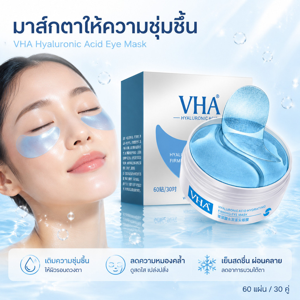 🚚จัดส่งจาก TH🚚 Hyaluronic Acid Eye Mask มาส์กตาให้ความชุ่มชื้น เพื่อเพิ่มความสดใส ปรับปรุงริ้วรอย/ลดอาการบวม/รักษารอยคล้ำใต้ตา