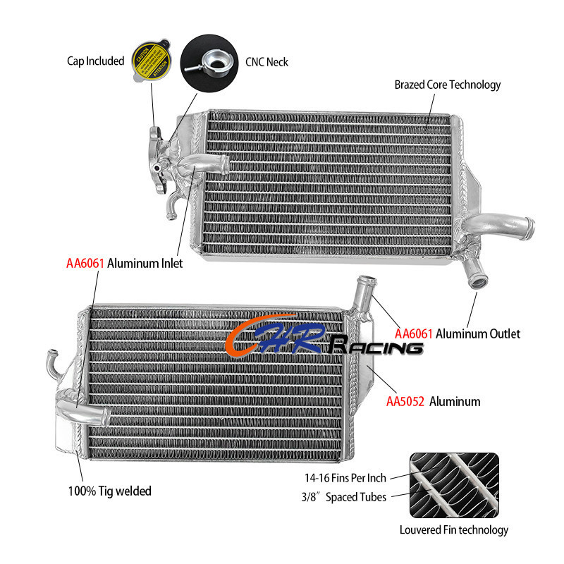 หม้อน้ําอลูมิเนียมใหม่สําหรับ Honda CR250R CR250 CR 250R 2002 2003 2004 R&L