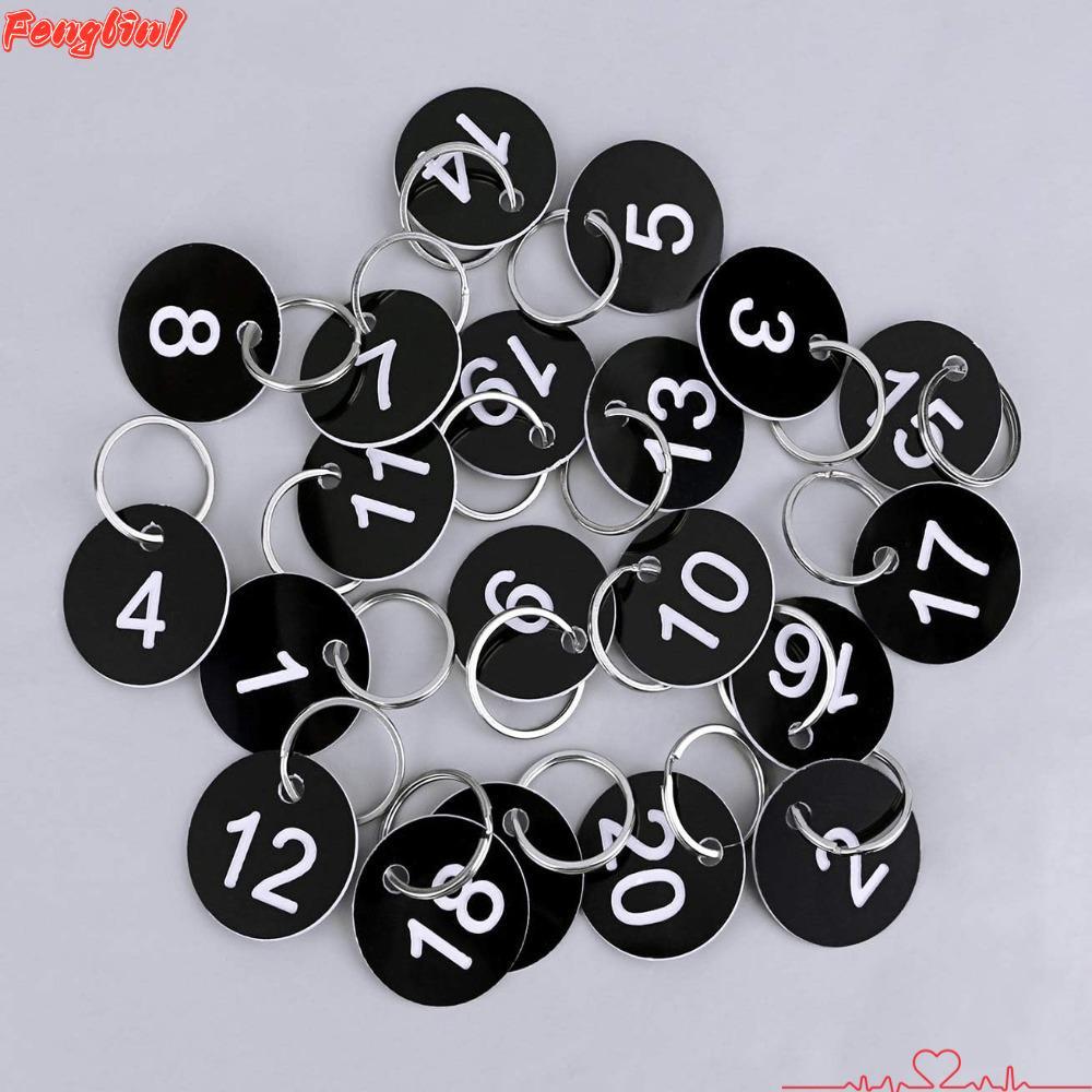 FENGLIN1FR 20 Pack Numbers Tags, 1-20 35mm Round, Nurse Black House Lockers Office