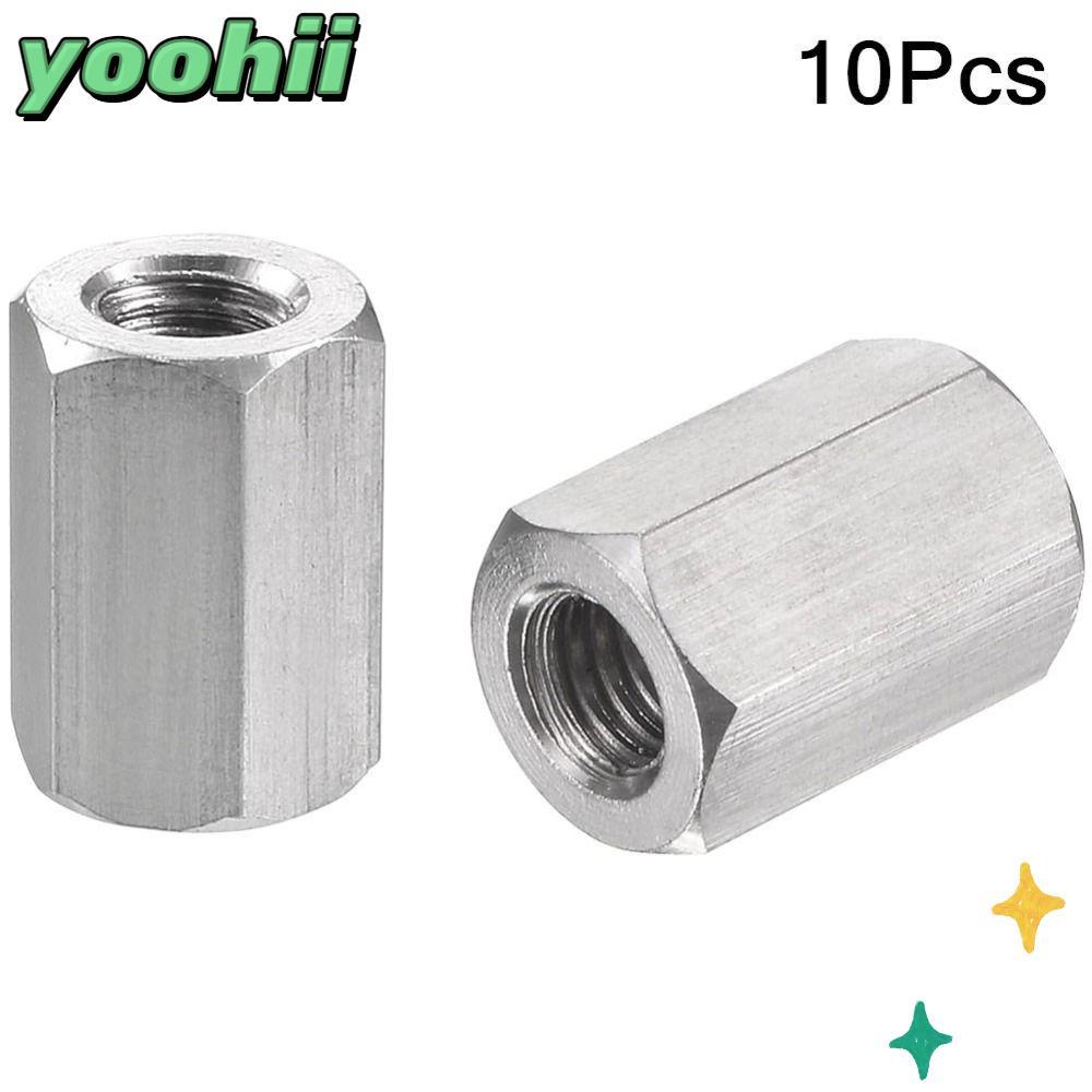 YOOHITH 10 ชิ้น Hex Nuts, M3 M4 M5 M6 304 สแตนเลสสตีล Hex การมีเพศสัมพันธ์ถั่ว, Durabl Silver Tone H