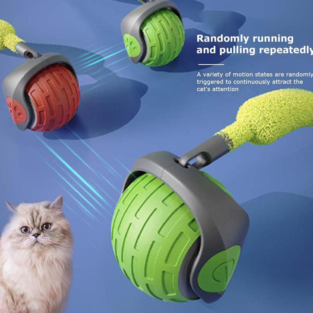 Interactive ของเล่นแมว Ball แมว Teaser สําหรับแมวในร่ม Fast Rolling บนพรม Chirping & S7y8