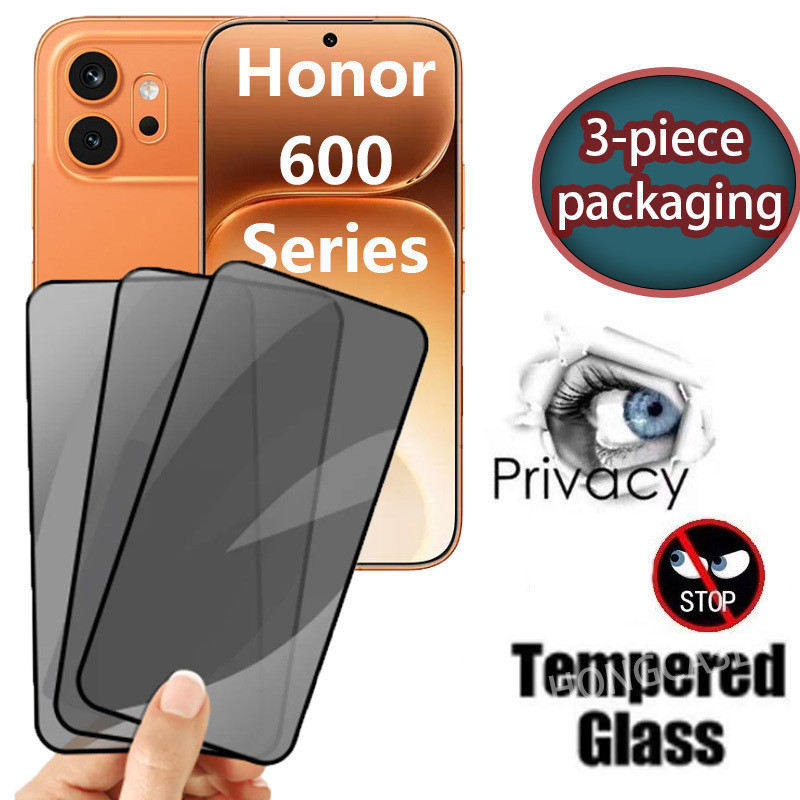 3 ชิ้นป้องกันหน้าจอสําหรับ Honor 600 Pro Lite 600Pro 600 Lite 4G 5G 2026 Anti-Spy Full Cover บรรจุภัณฑ์ส่วนตัวกระจกนิรภัย Anti Peek ฟิล์มป้องกัน 9H ความแข็ง