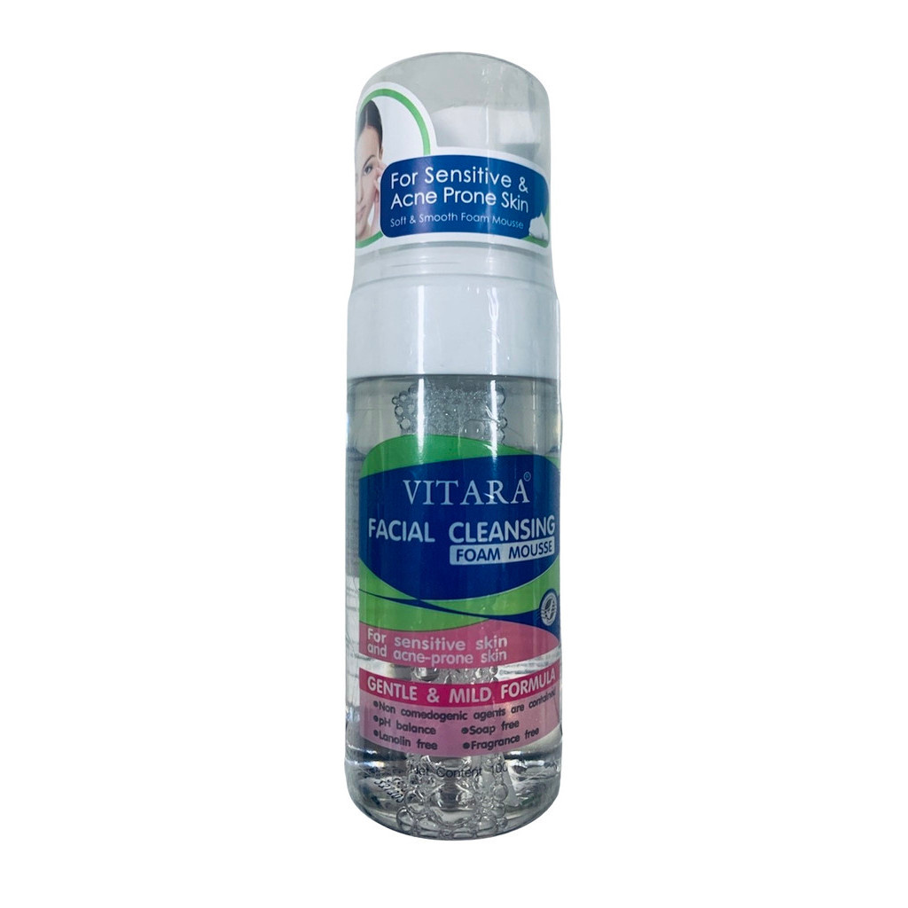 [Sale EXP.22/06/26] Vitara Facial Cleansing Foam Mousse ไวทาร่า เฟเชียล คลีนซิ่ง โฟม ขนาด 100 ml.