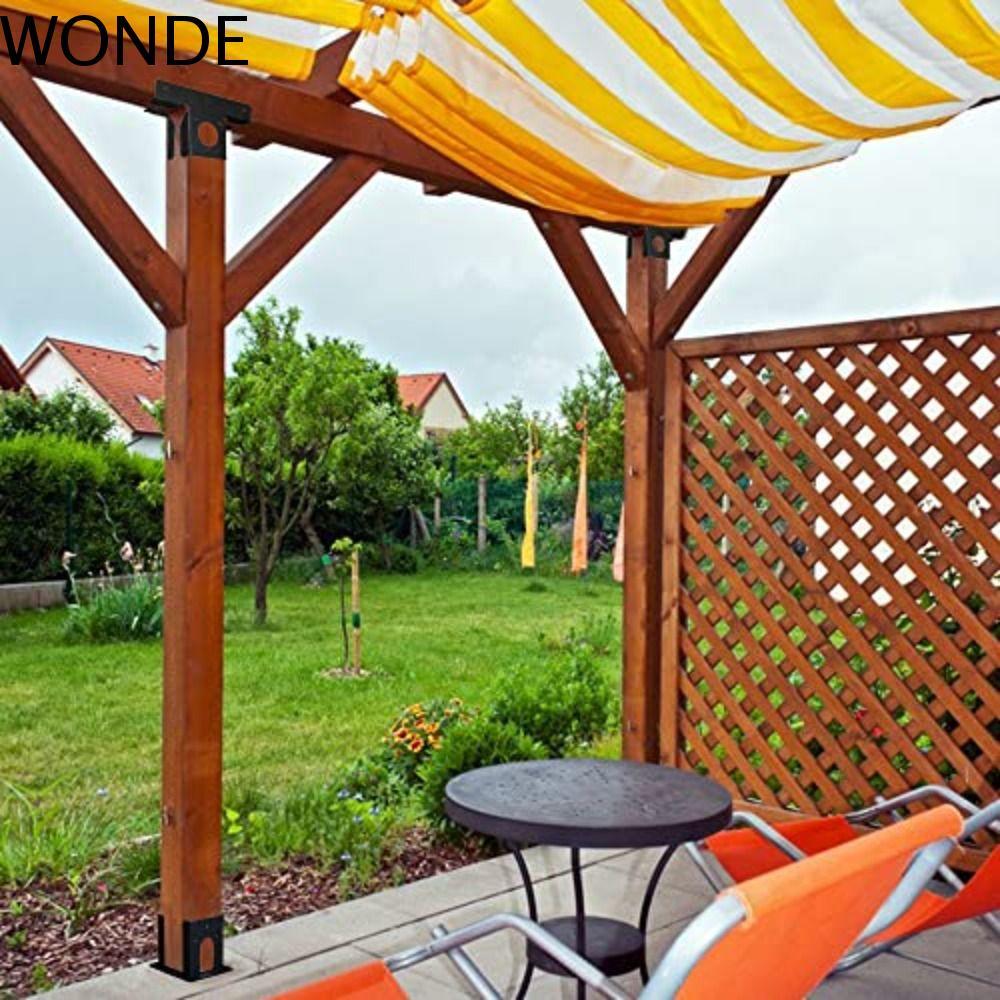 WONDE 2 ชิ้น Pergola มุมกรอบ, วงเล็บ Pergola รูปตัว T 3 ทาง, ฮาร์ดแวร์โลหะความต้านทานการกัดกร่อนปรับ