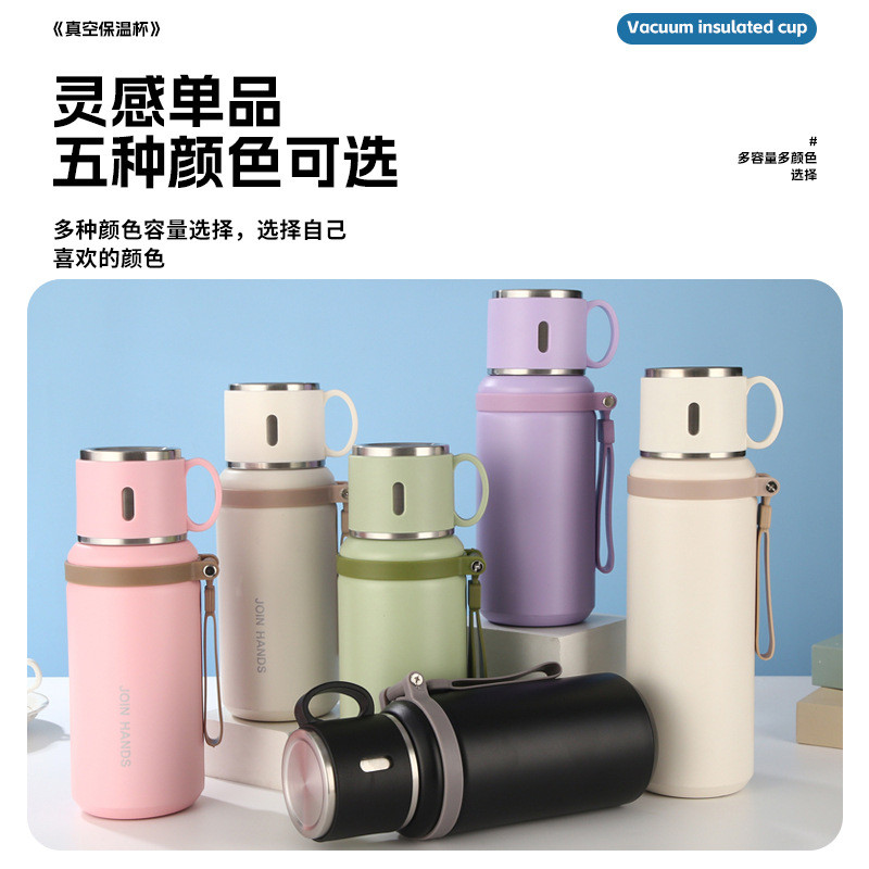 [สินค้าราคาต่ํารูปแบบใหม่] 316 ถ้วยเก็บความร้อนสแตนเลสที่เรียบง่ายความจุขนาดใหญ่ฝาชามถ้วยพร้อมเชือกฉนวนกันความร้อนที่ดี