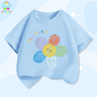 【ส่งจากกรุงเทพฯ】NFV KIDS เสื้อยืดแขนสั้นเด็ก🌸ใส่สบาย ลายดอกไม้การ์ตูนน่ารัก ระบายอากาศ ทรงหลวม ซึบซับเหงื่อ YG187