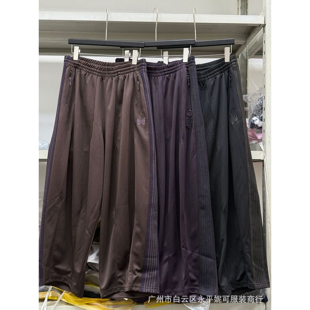 SXAS Needles Track HDTrackPants Butterfly Embroidery Japanese Style Wide-Leg Trousers with Ribbon De