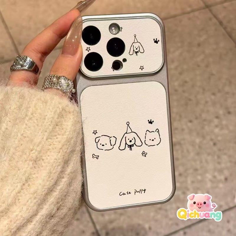 Kawaii Puppy Drawing PU หนังเคสโทรศัพท์สําหรับ OnePlus 15 13 13R 12 12R 11 11R ACE 6 5 Racing Ultra 