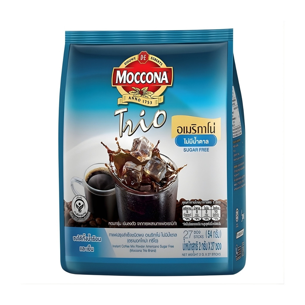 มอคโคน่า อเมริกาโน่ไม่น้ำตาล(Moccona Trio Americano No Sugar 2g. Pack27)