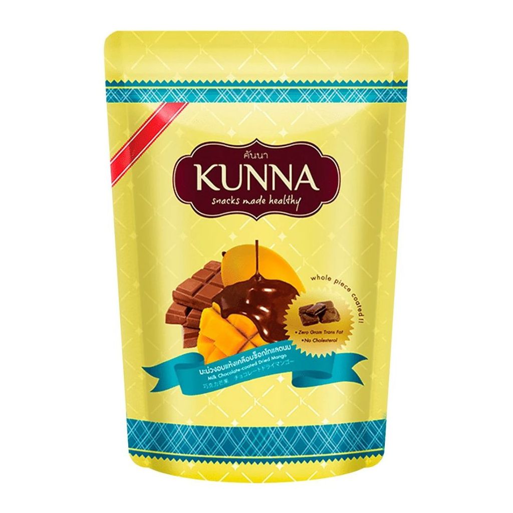 คันนา มะม่วงอบแห้งเคลือบช็อกโกแลต(Kunna Milk Chocolate Dipped Dried Mango 108g.)