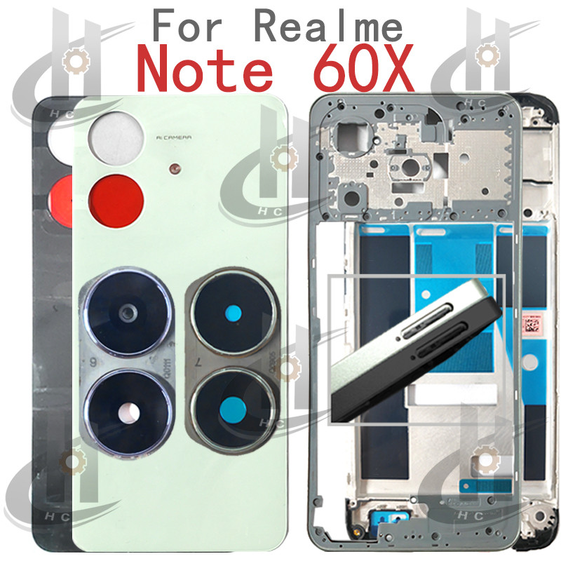 สําหรับRealme Note 60X RMX3938 แบตเตอรี่ฝาหลังHousingกรอบกลาง + ปุ่ม + กรอบด้านหน้าLCD + เลนส์กรอบกล