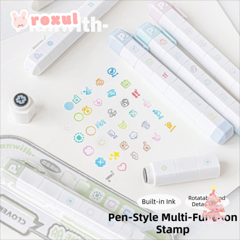 ROXUL To Do List Journal Stamp,ที่ถอดออกได้การ์ตูนซีลปากกา,น่ารักแบบพกพาSelf-ink 6 รูปแบบไดอารี่ซีลเด็กของขวัญโรงเรียนเครื่องเขียน