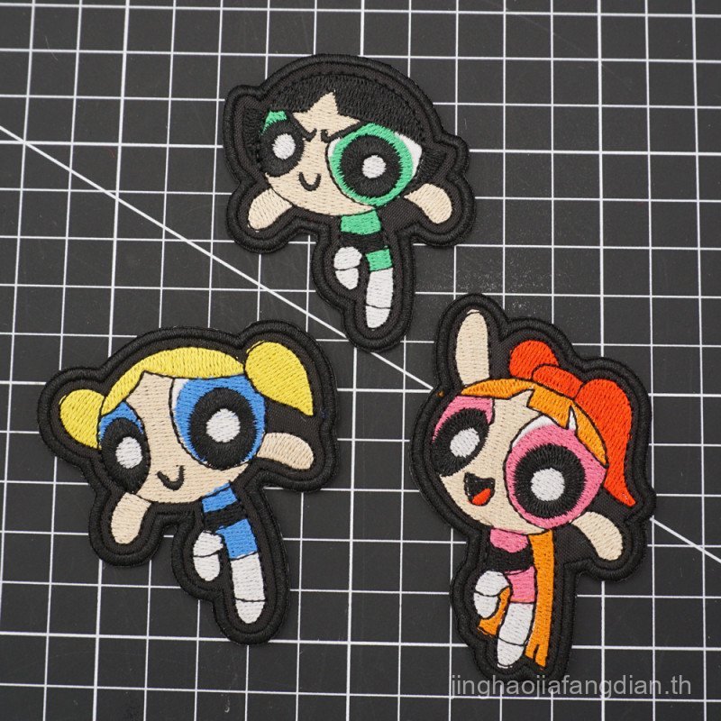Powerpuff Girls ปัก Velcro Badge การ์ตูนอเมริกันอะนิเมะตัวละครตํารวจน้อย Moon Badge Velcro Felt Armband/Badge ยุทธวิธีกระเป๋าเป้สะพายหลังหมวกกันน็อกที่ถอดออกได้ DIY ตกแต่ง