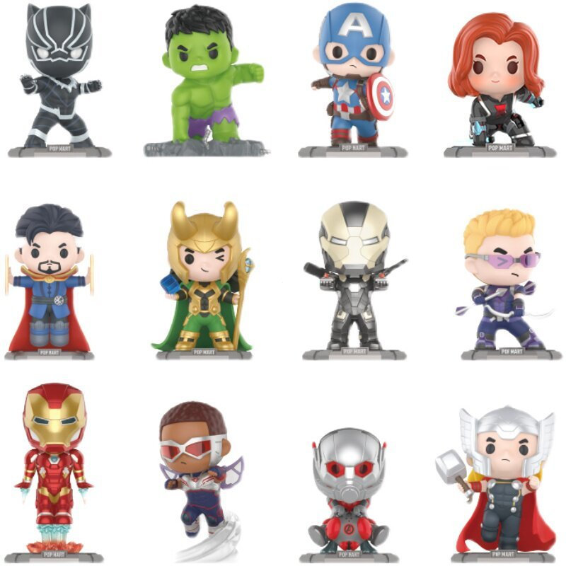 P POPMART Marvel Avengers Classic Series เครื่องประดับอินเทรนด์เล่นรูปปริศนากล่องของขวัญ