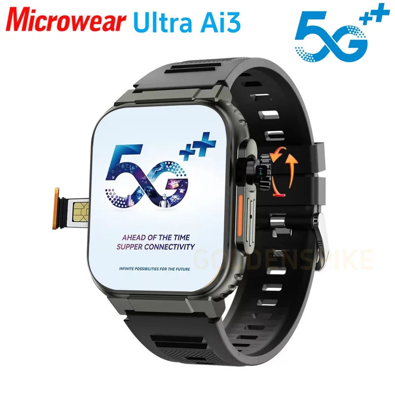 สมาร์ทวอทช์ Microwear Ultra Ai3 5G 180° กล้องหมุนได้ Google Play GPS WIFI 2.2 นิ้ว Amoled HD Display