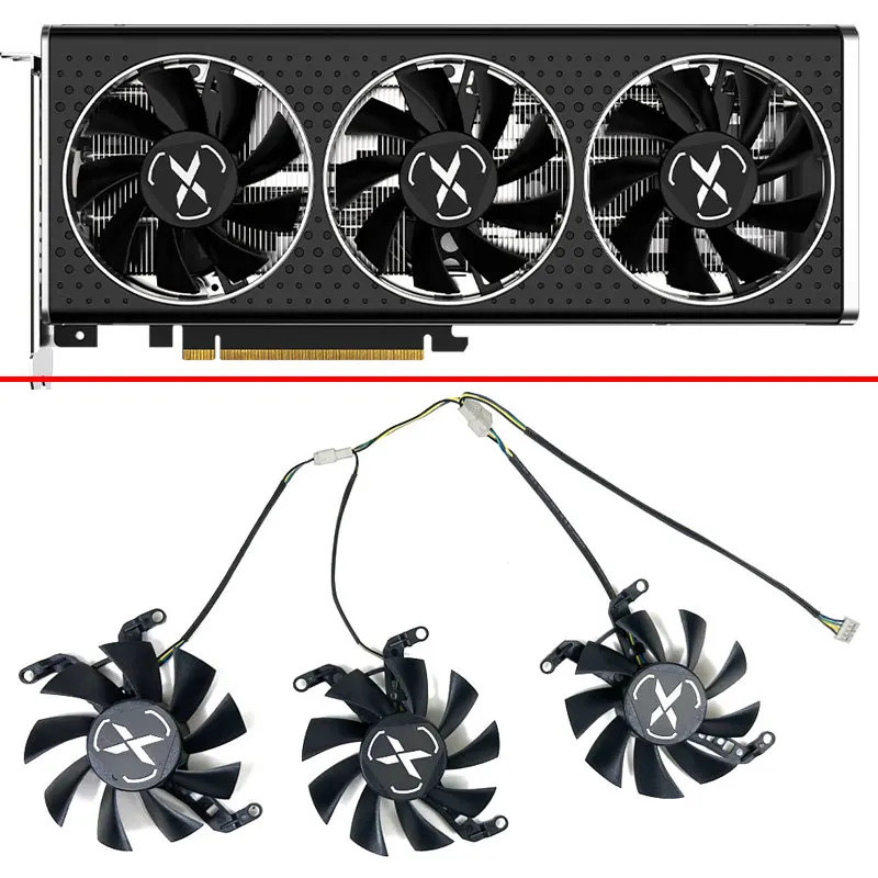 ใหม่ 75 มม.สําหรับ XFX AMD Radeon RX 6650XT OC V2 RX6600 XT การ์ดพัดลมระบายความร้อน 4pin T128015พัดล