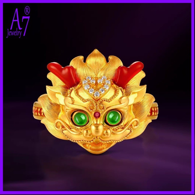 แหวน Animated Winking Qilin 18k Gold มงคล