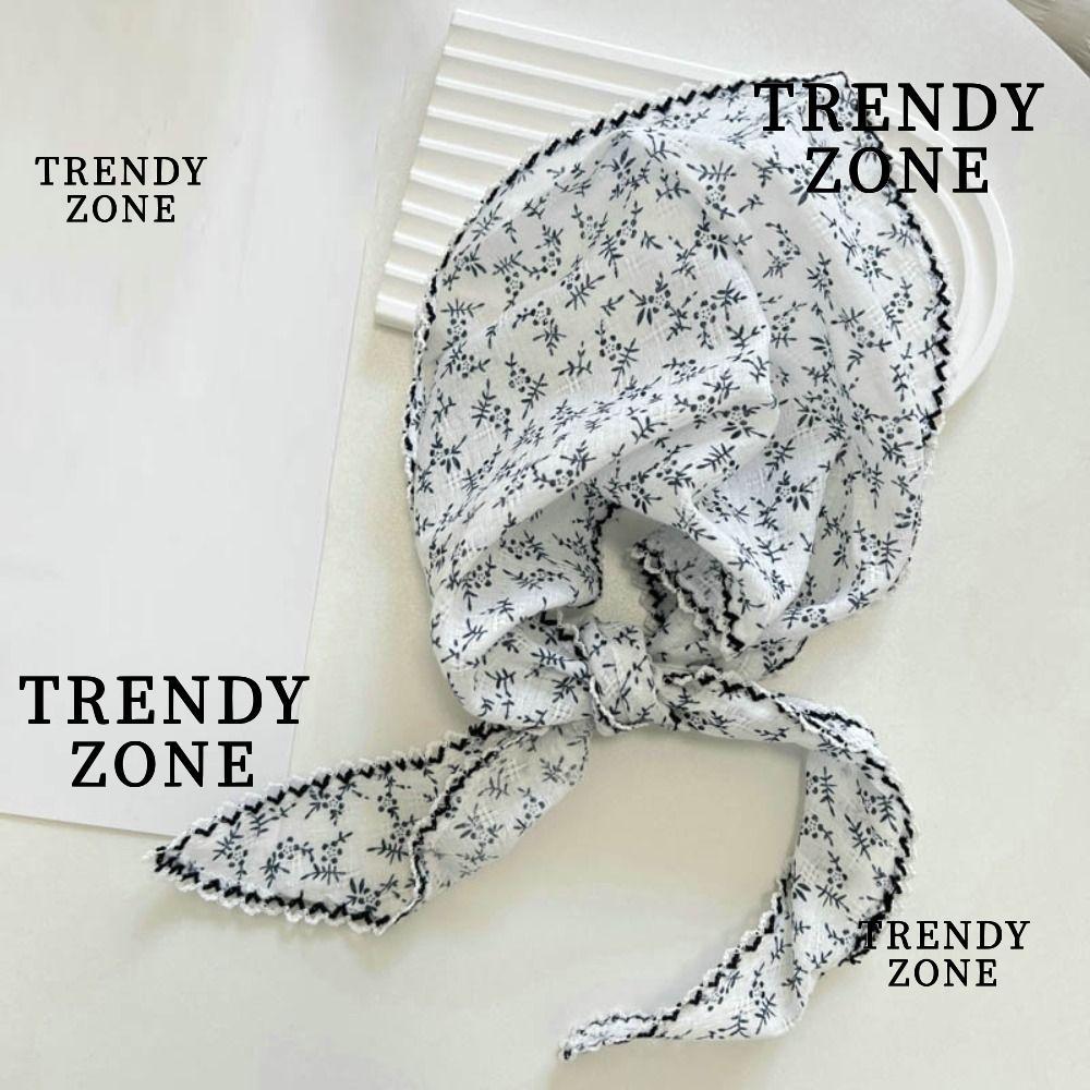 TRENDYZONE ผ้าพันคอสามเหลี่ยม ออกแบบลายดอกไม้นุ่มนวล เหมาะสำหรับการท่องเที่ยวชายหาดในสไตล์ฝรั่งเศส